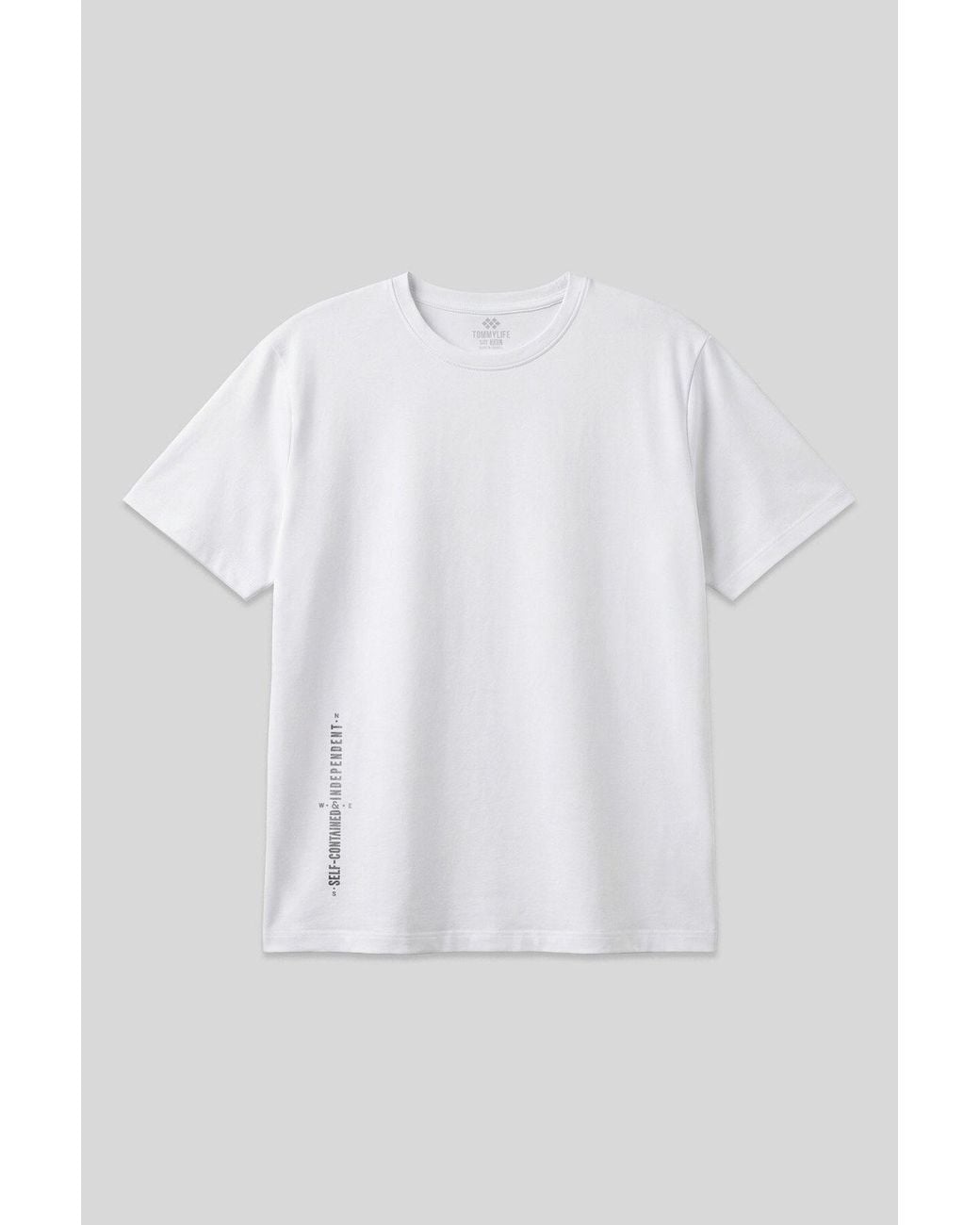 TOMMY LIFE White Cotton Elastane T-Shirt for men