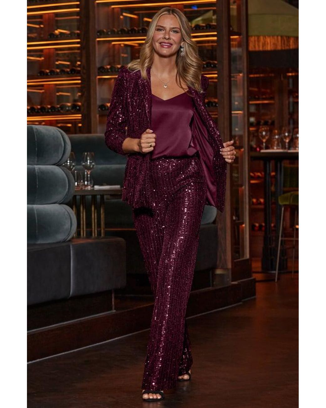 Sosandar Purple Burgundy Sequin Blazer
