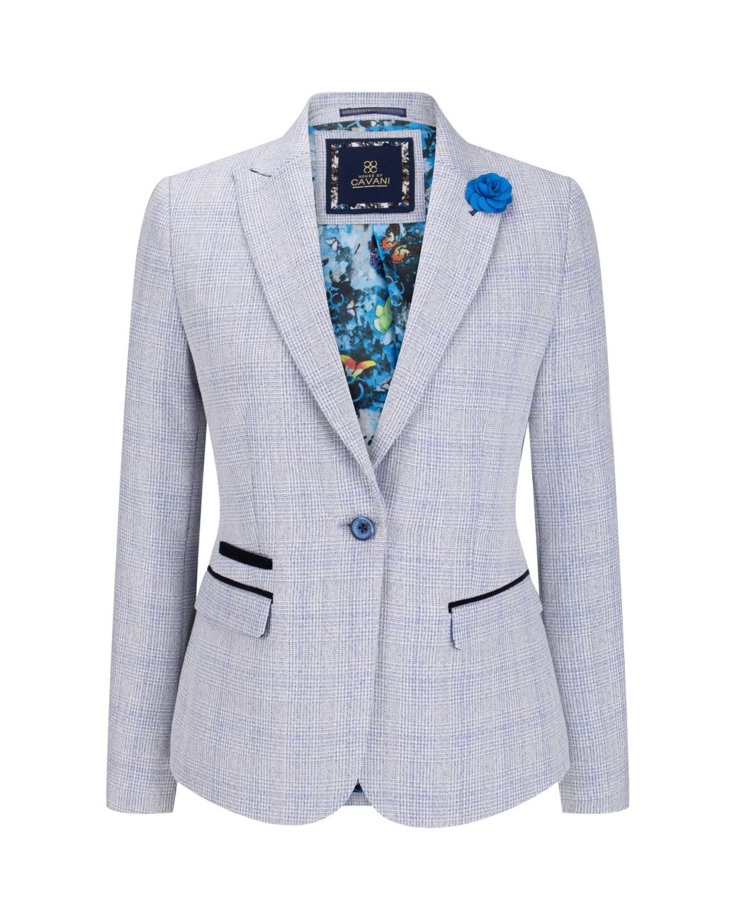 TruClothing Blue Check Blazer Wool Blend Herringbone Tweed