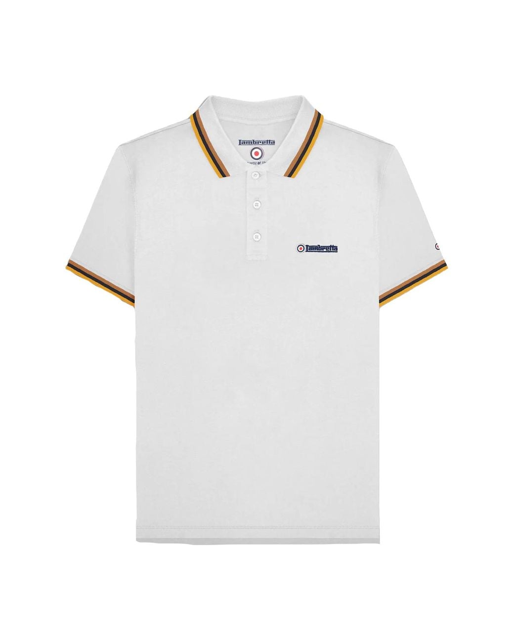 Lambretta White Ss25 Triple Tipped Polo Shirt for men