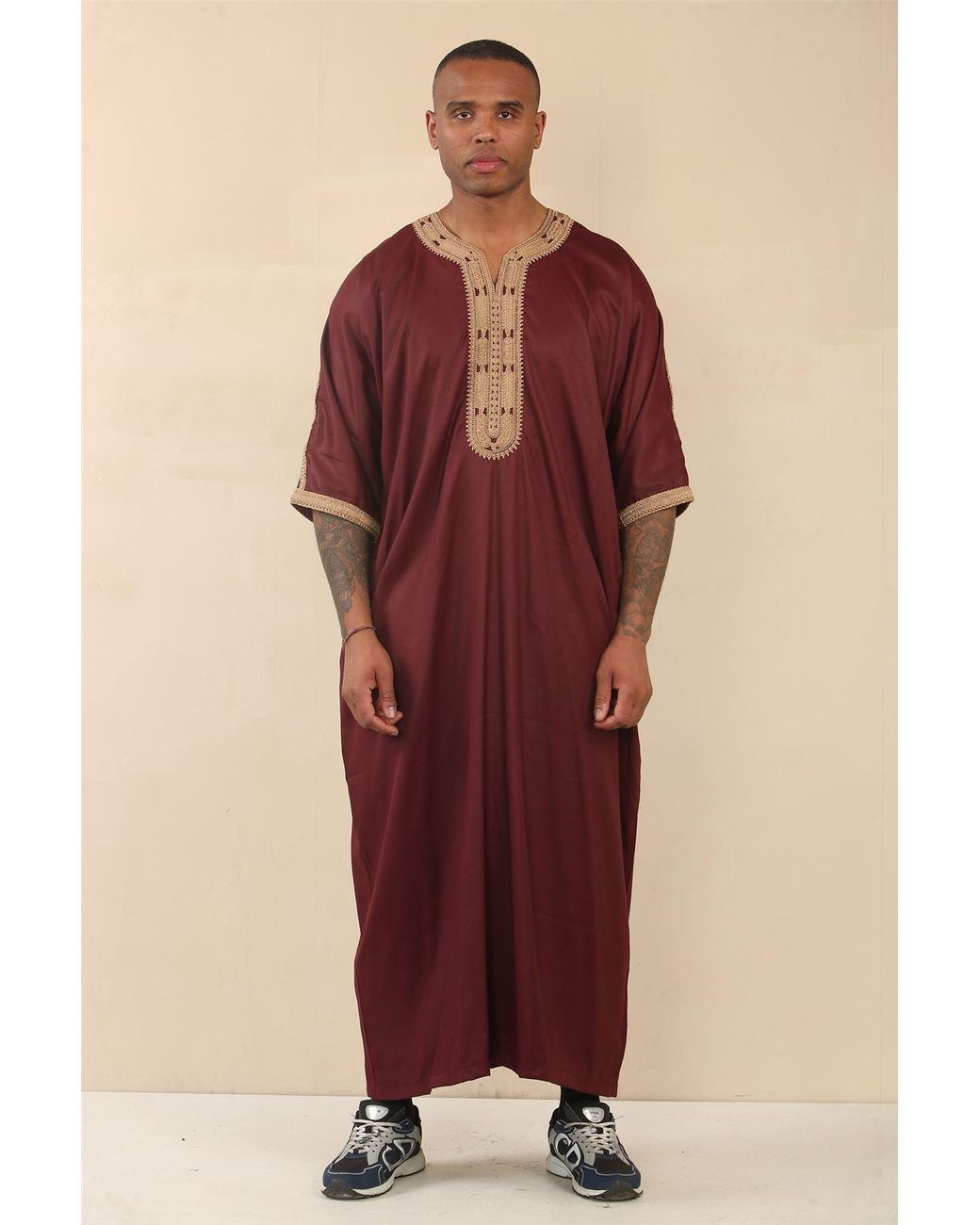 Thobez Red Burgundy Moroccan Thobe Jubba Robe Eid Djellaba Gandoura for men