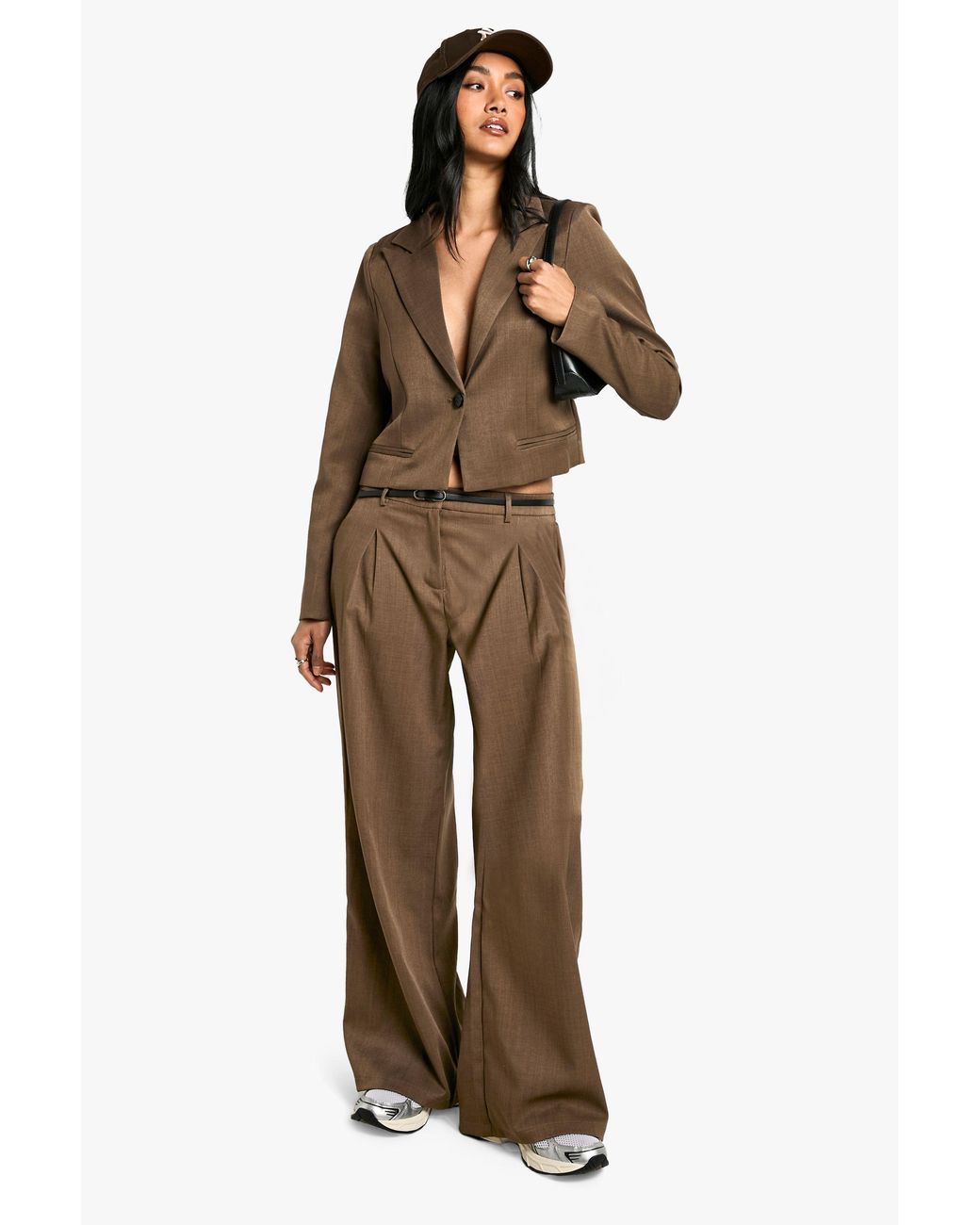 Boohoo Multicolor Tailored Pleated Wide Leg Trousers