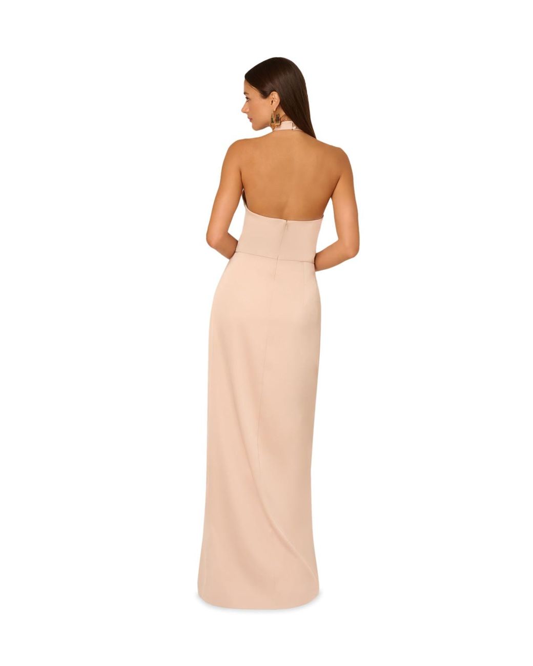 Adrianna Papell White Stretch Satin Long Dress