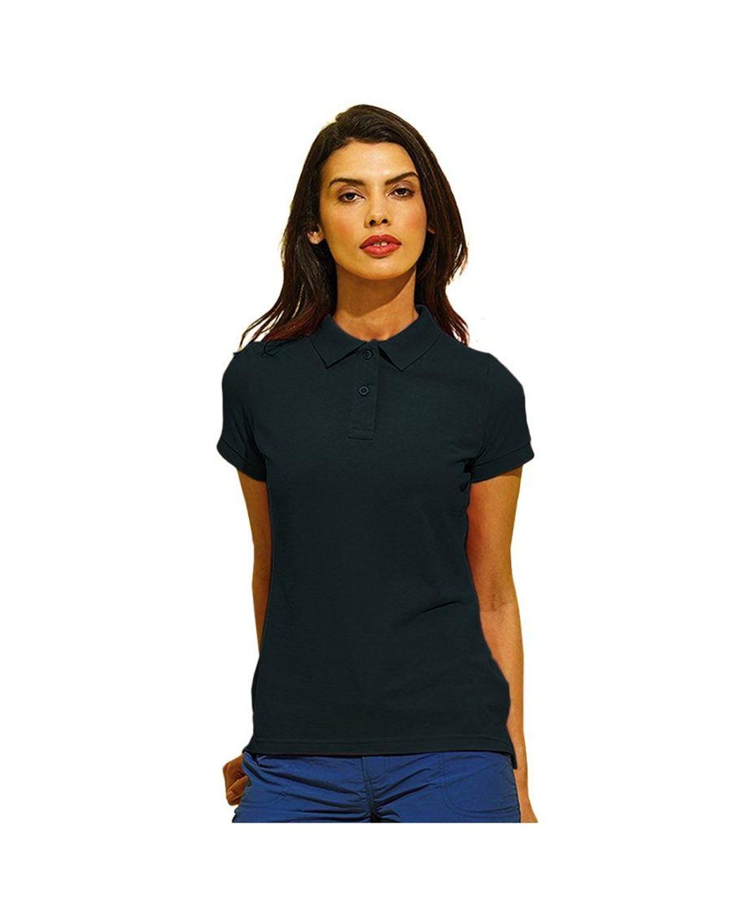 Asquith & Fox Black Ladies Short Sleeve Performance Blend Polo Shirt (Bottle)