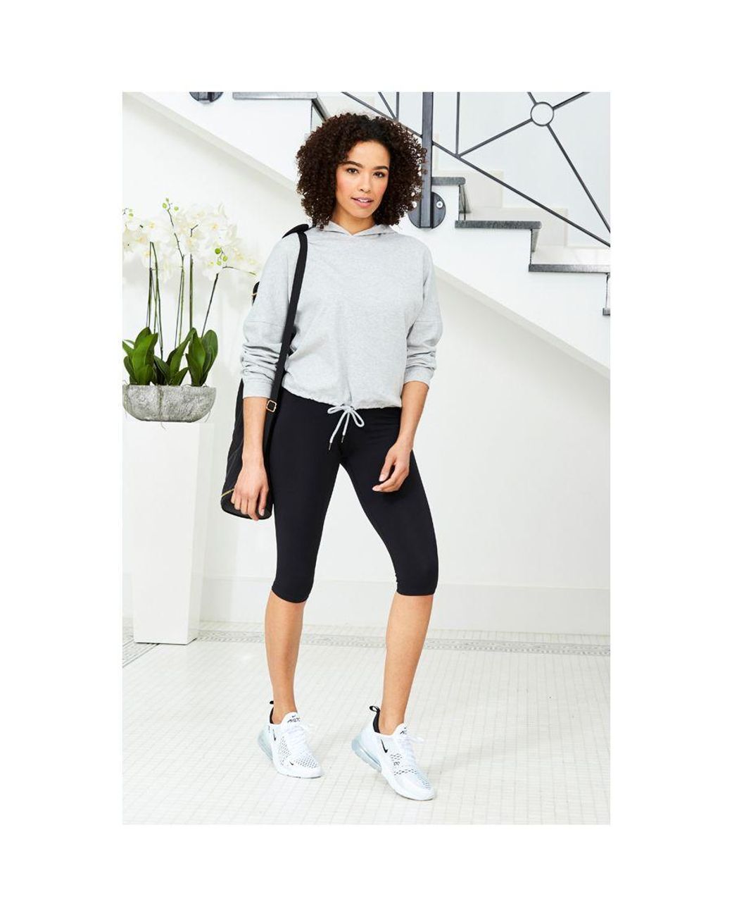 Sosandar Black High Waisted Body Sculpting 3/4 Length Activewear Leggings