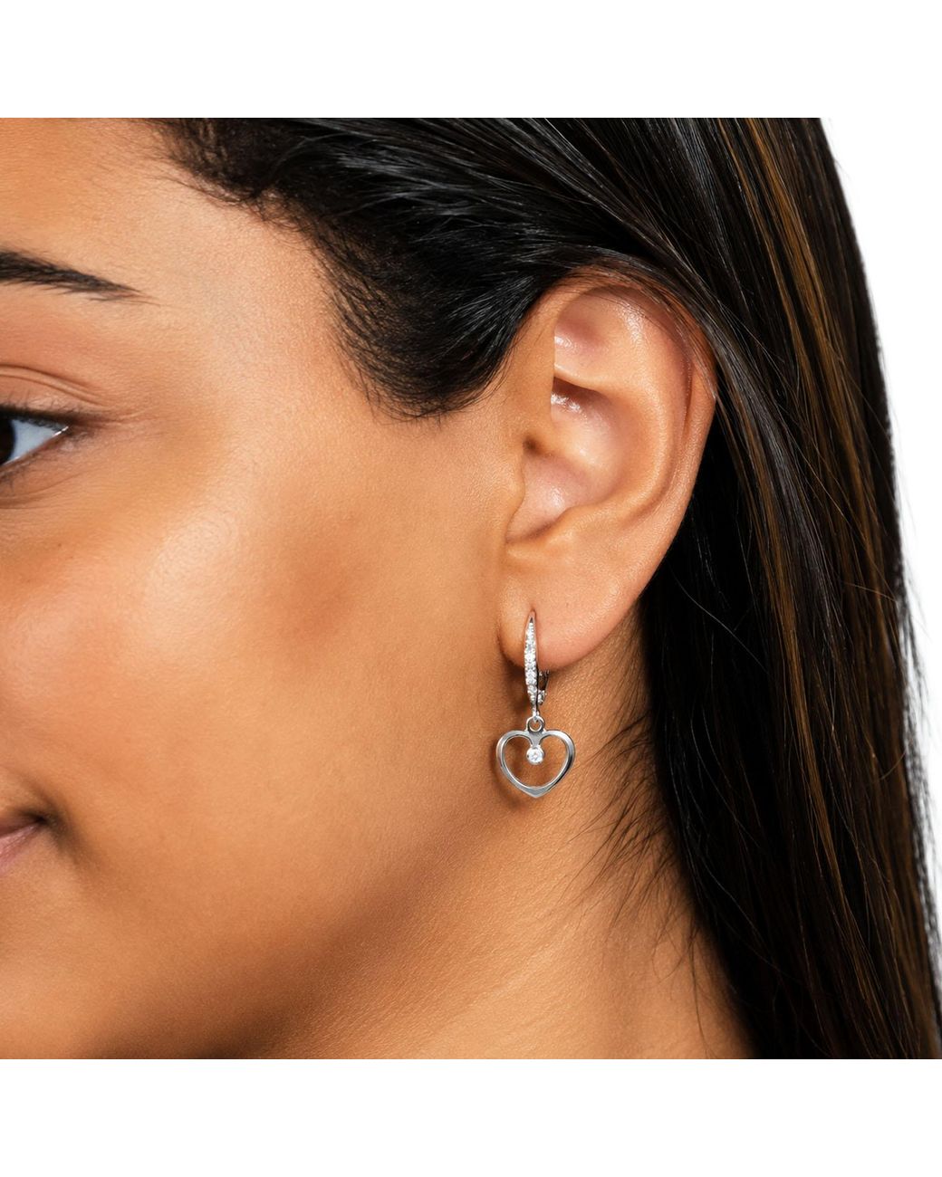 Bibei White Heart Earrings