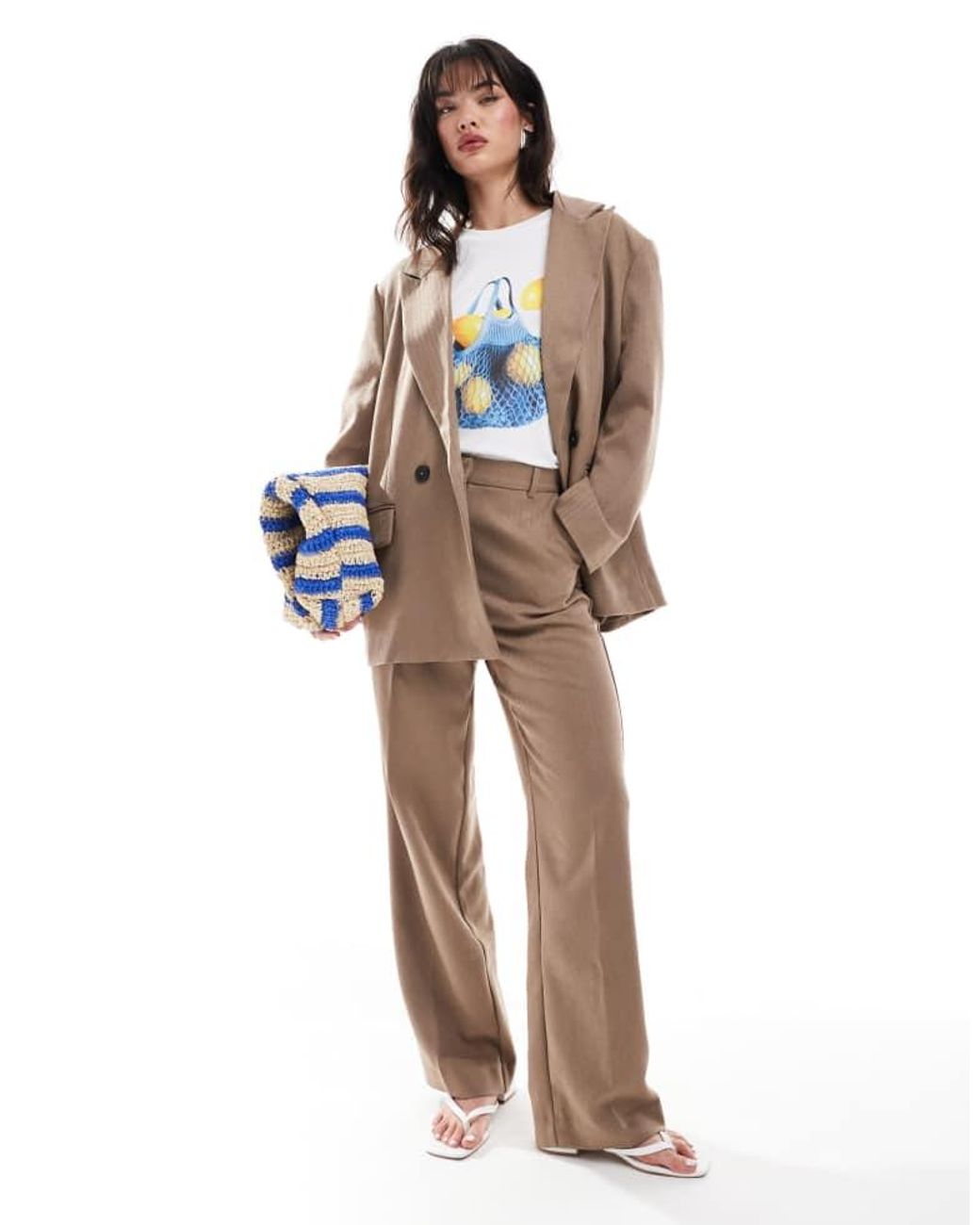 Vero Moda Natural Tailored Herringbone Co-Ord Blazer