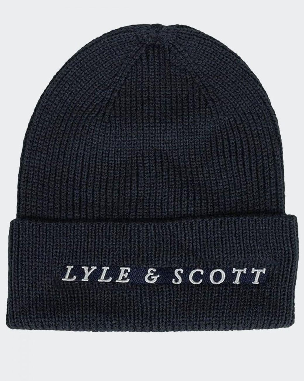 Lyle & Scott Blue Ribbed Beanie