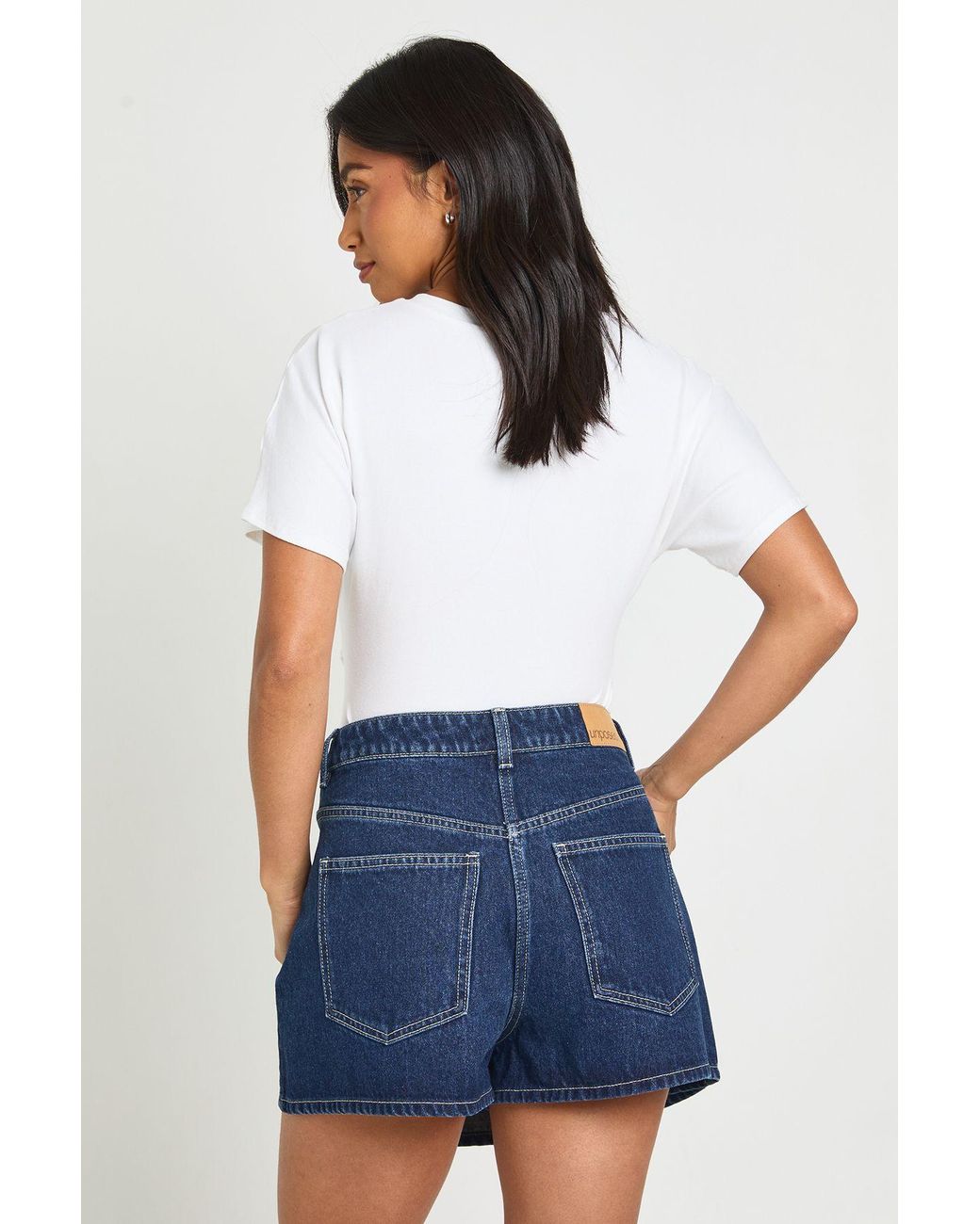 Boohoo White Petite Wrap Front Denim Skort