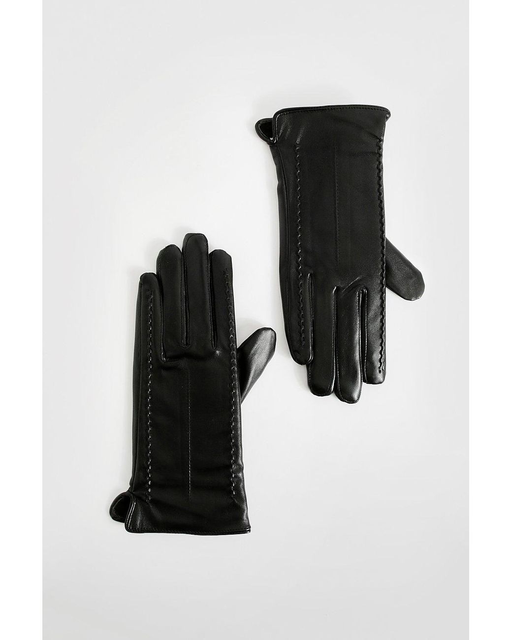 Boohoo Black Pu Seam Detail Gloves