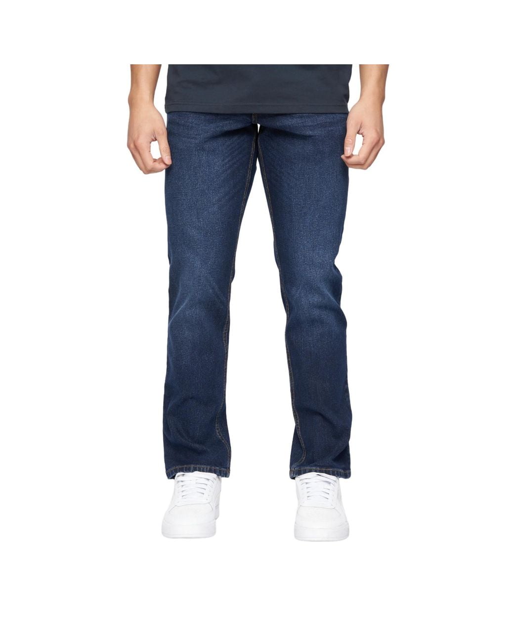 Crosshatch Blue Chas Straight Jeans (Dark Wash) for men