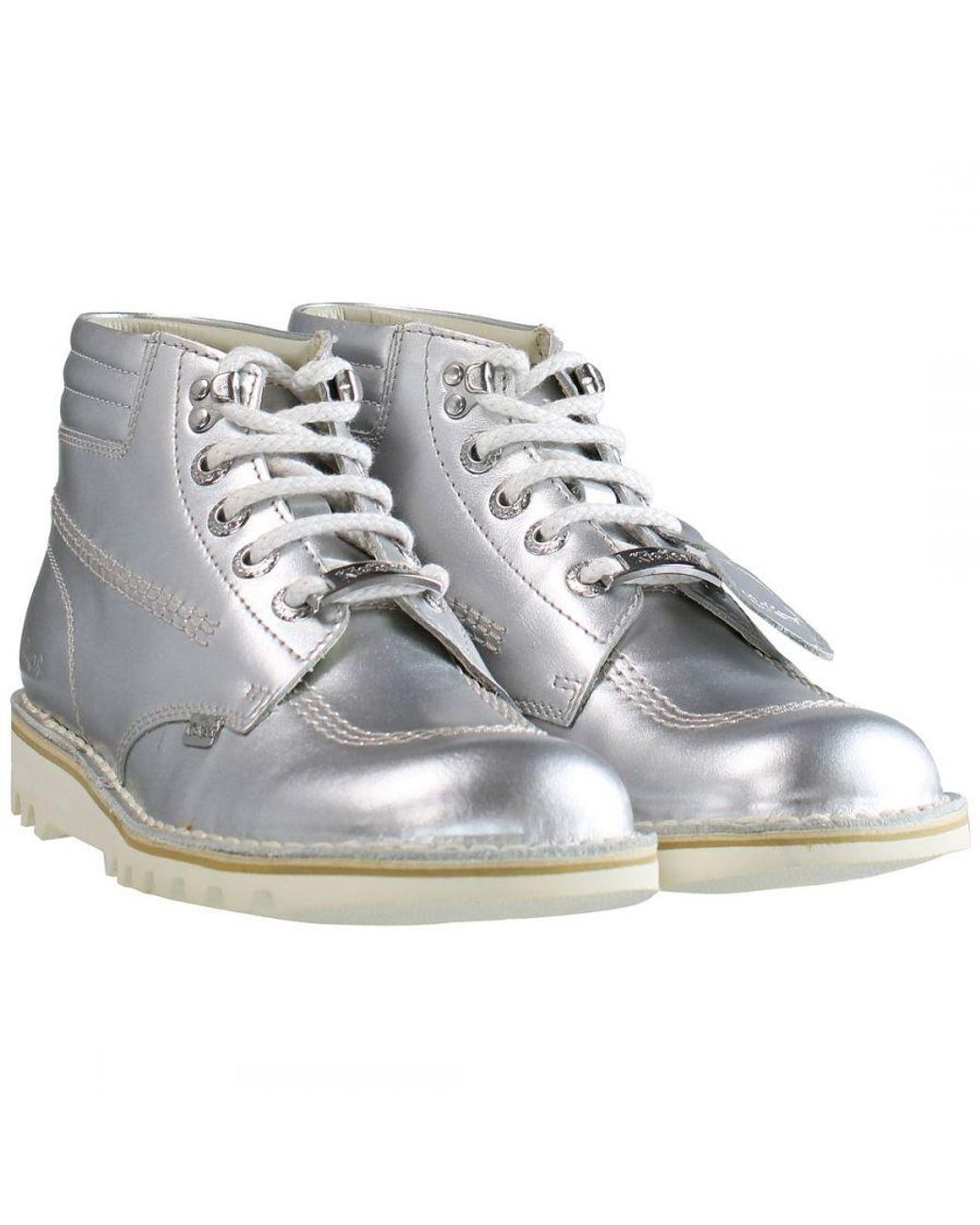 Kickers Gray Throwback Ankle Boots Leather