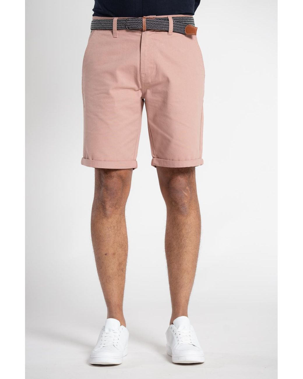 Tokyo Laundry Pink Cotton Oxford Shorts With Belt for men