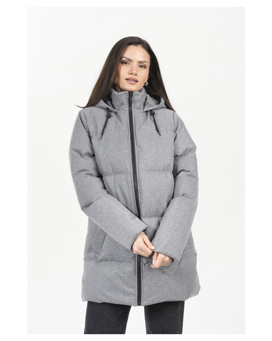 Brave Soul Hooded Padded Puffer Jacket in Grey Lyst UK