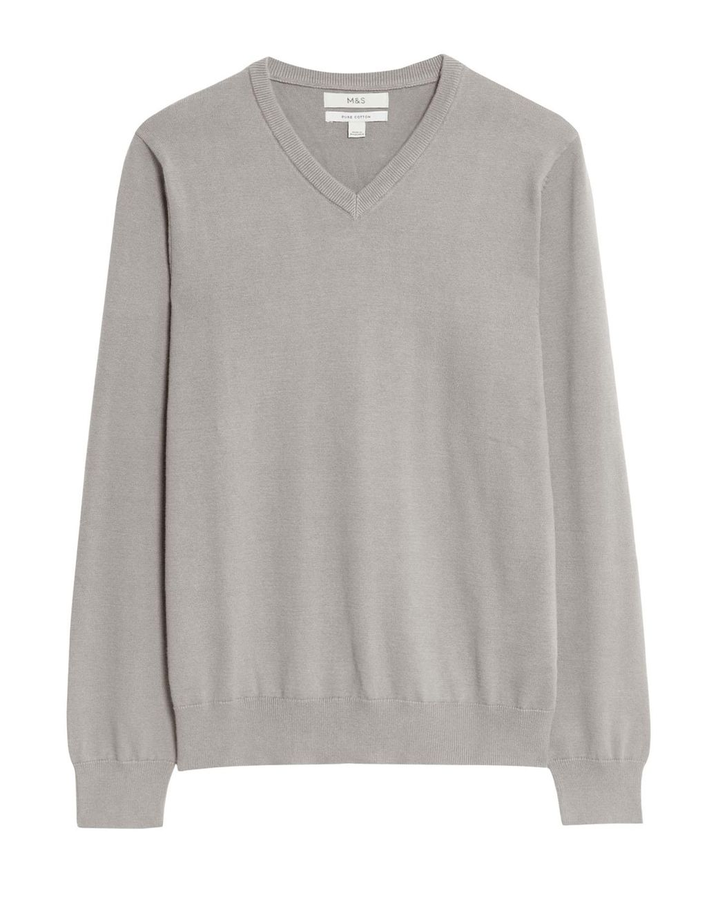 Secret Label Gray Cotton V-Neck Jumper for men