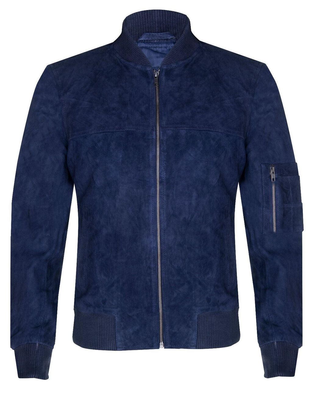 Infinity Leather Blue Suede Trucker Shirt Denim Jacket for men