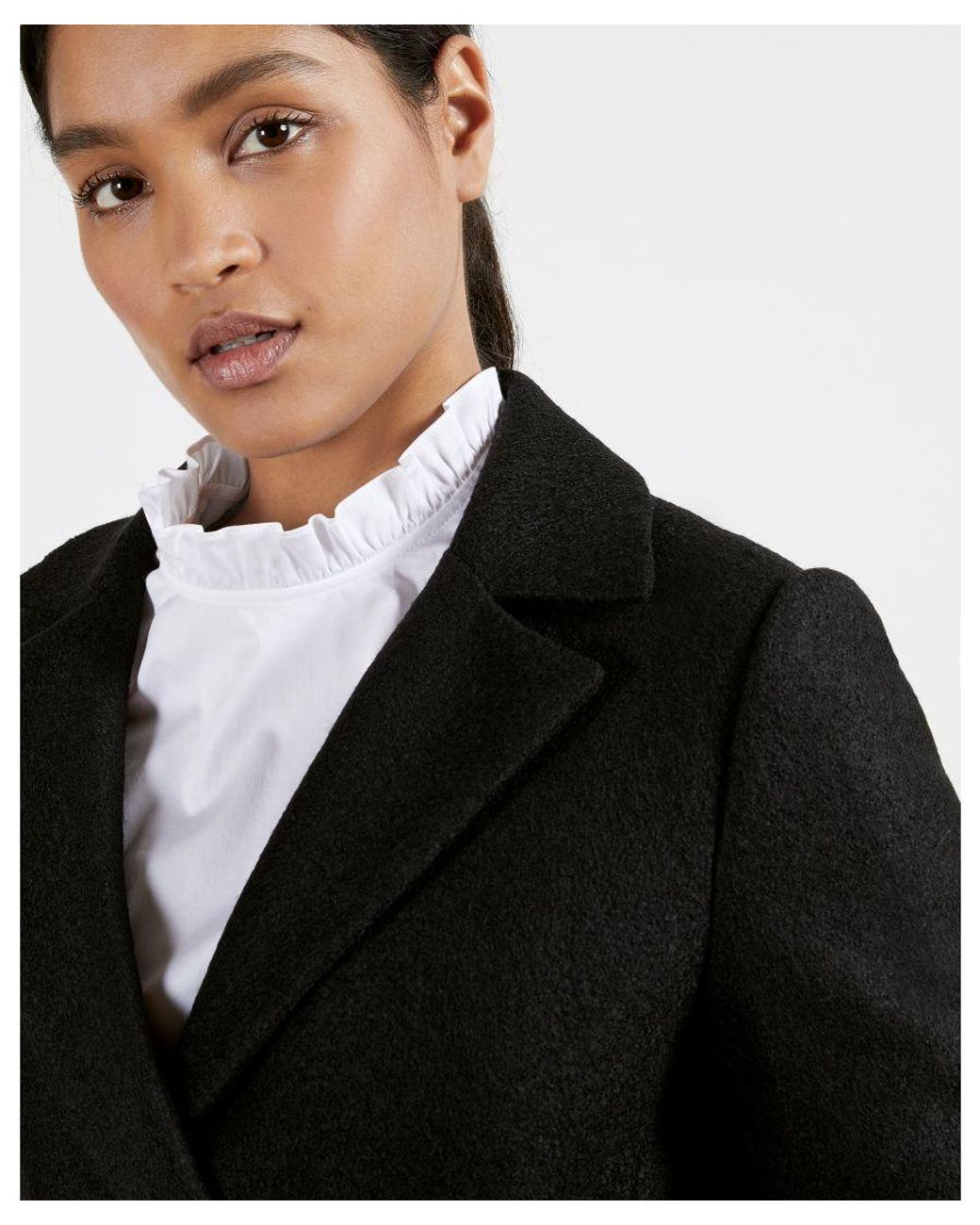 Ted Baker Chelsyy Buttoned Wrap Coat Wool in Black Lyst UK