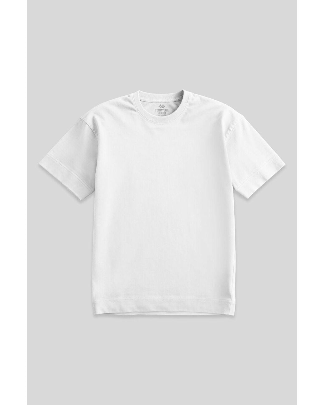 TOMMY LIFE White Cotton Elastane Crew Neck T-Shirt for men