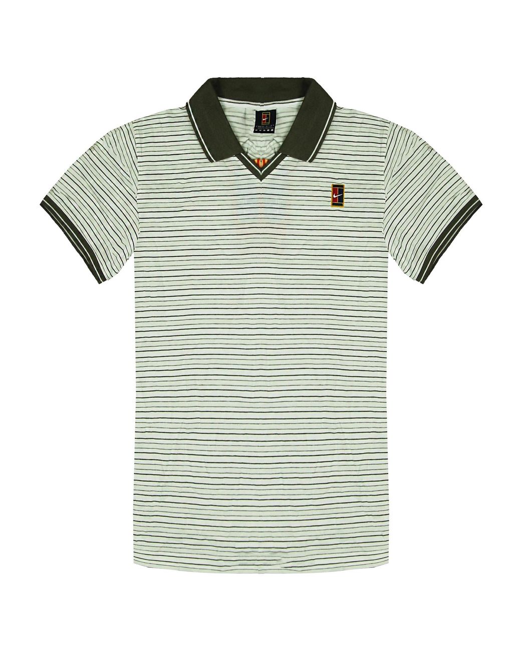Nike Green Dri-Fit Striped Polo Shirt Short Sleeve Tennis Sport Top 240723 100