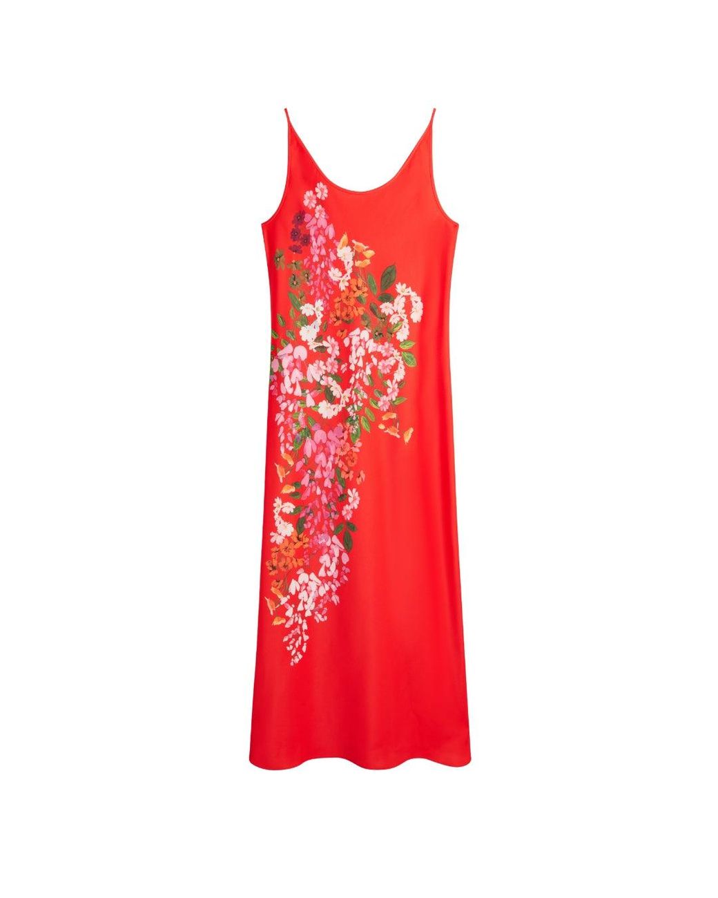 Ted Baker Red Melmae Printed Scoop Neck Slip Dress