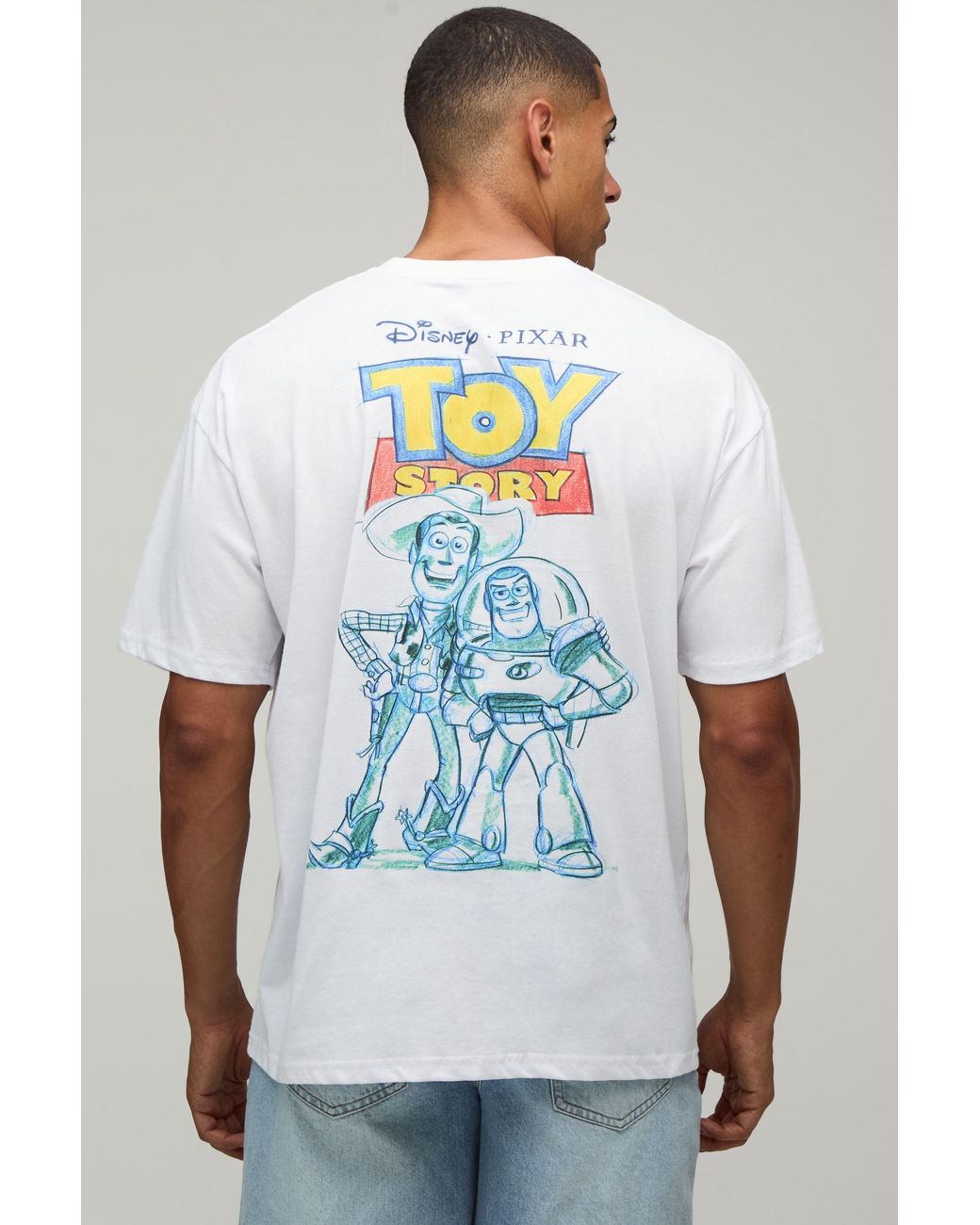 BoohooMAN White Oversized Disney Toy Story License Print T-Shirt for men