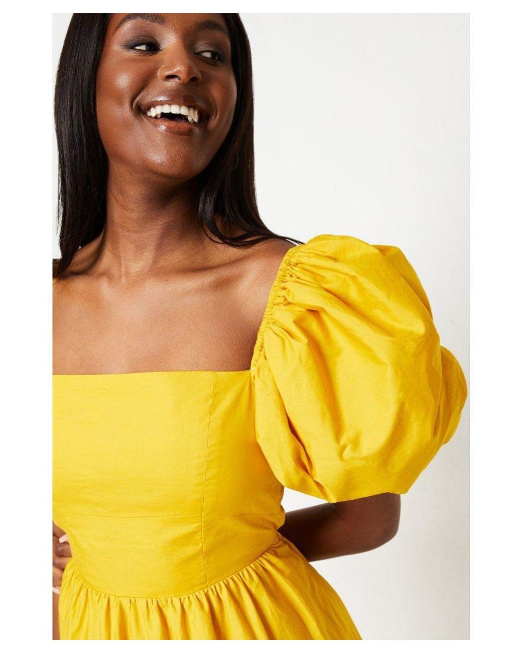 Maxi Dress Women's Plus Yellow Dress Puff Sleeve Maxi Dress