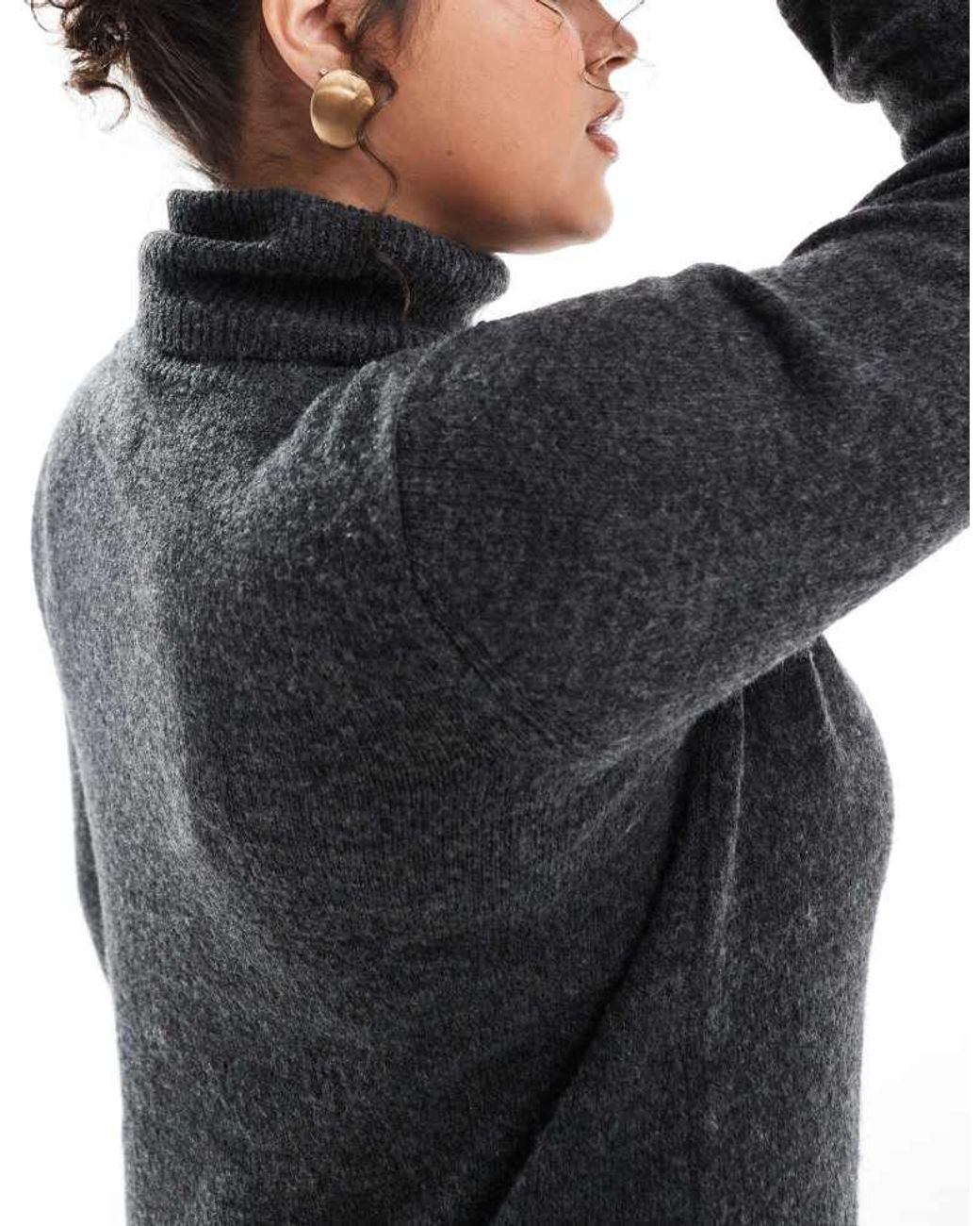 Pieces Plus Black Curve Roll Neck Maxi Jumper Dress