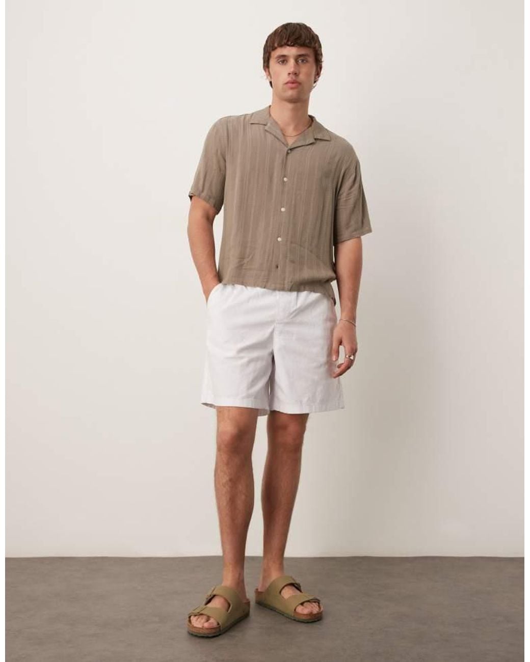 Abercrombie & Fitch Natural Long Sleeve Cropped Lightweight Shirt for men