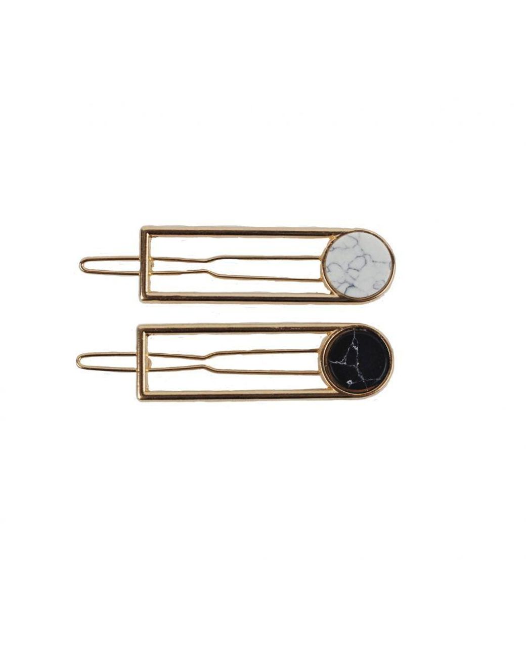 SVNX White And Marble Effect Hair Clips 2 Pack