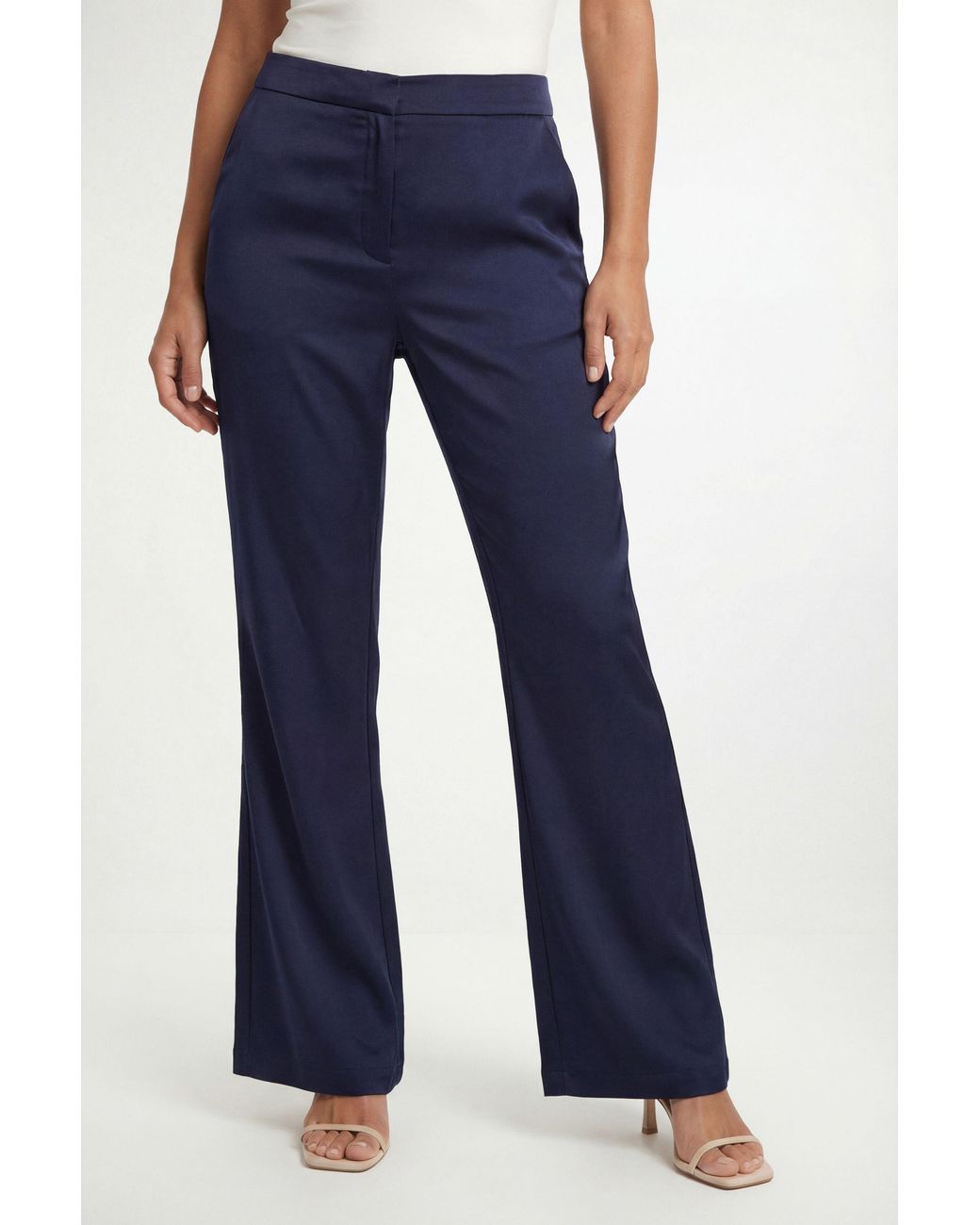 Wallis Blue Satin Wide Leg Trouser Coord