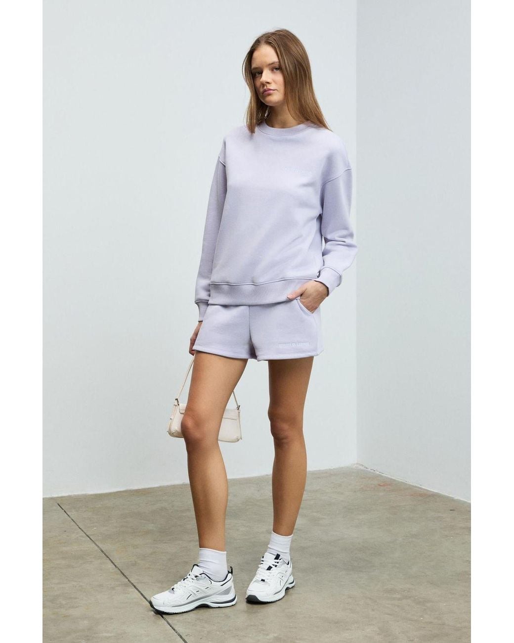 Grimelange White Relaxed Mid Waist Sweat Shorts