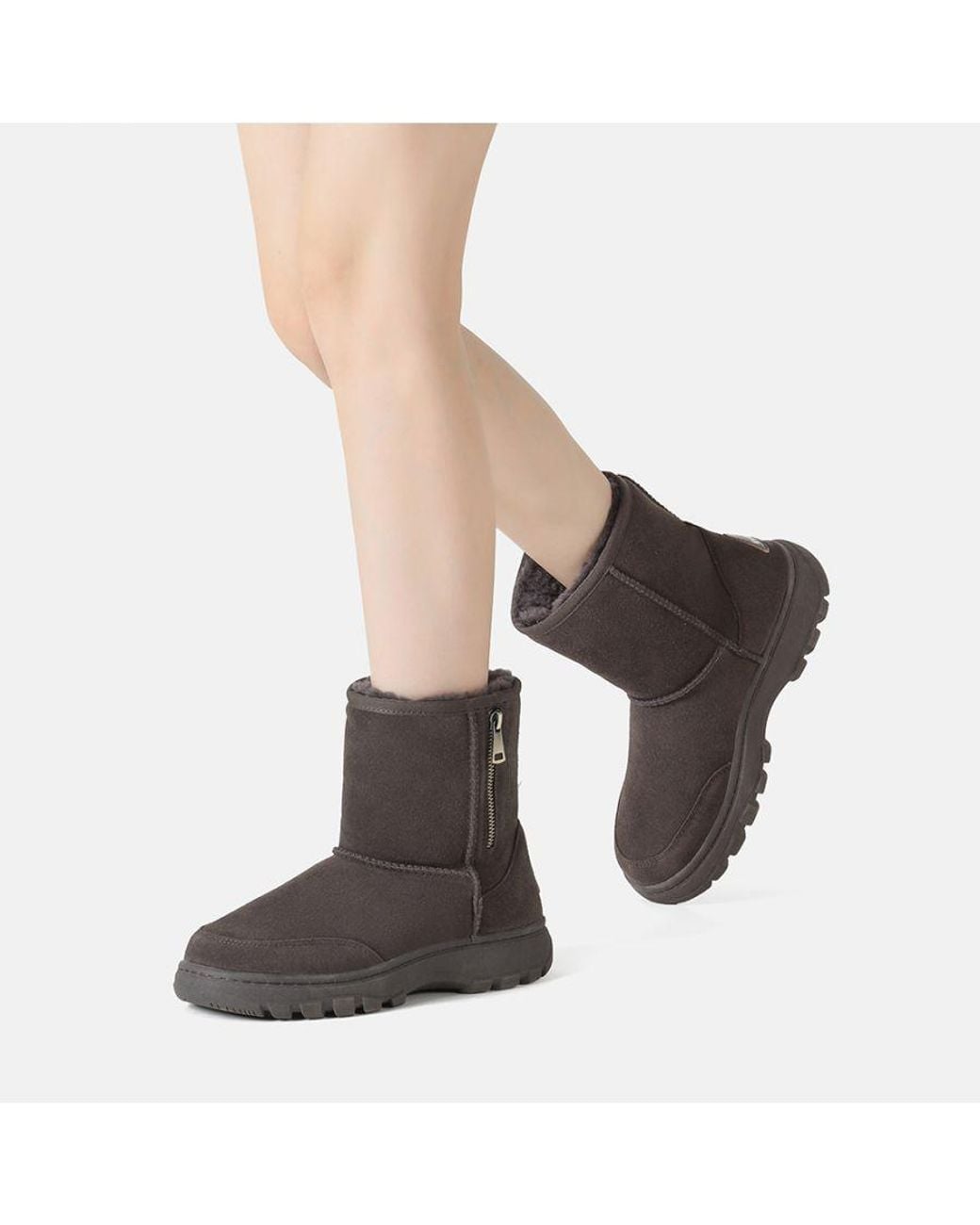 EVER AU Brown Starling Zipper Short Boots