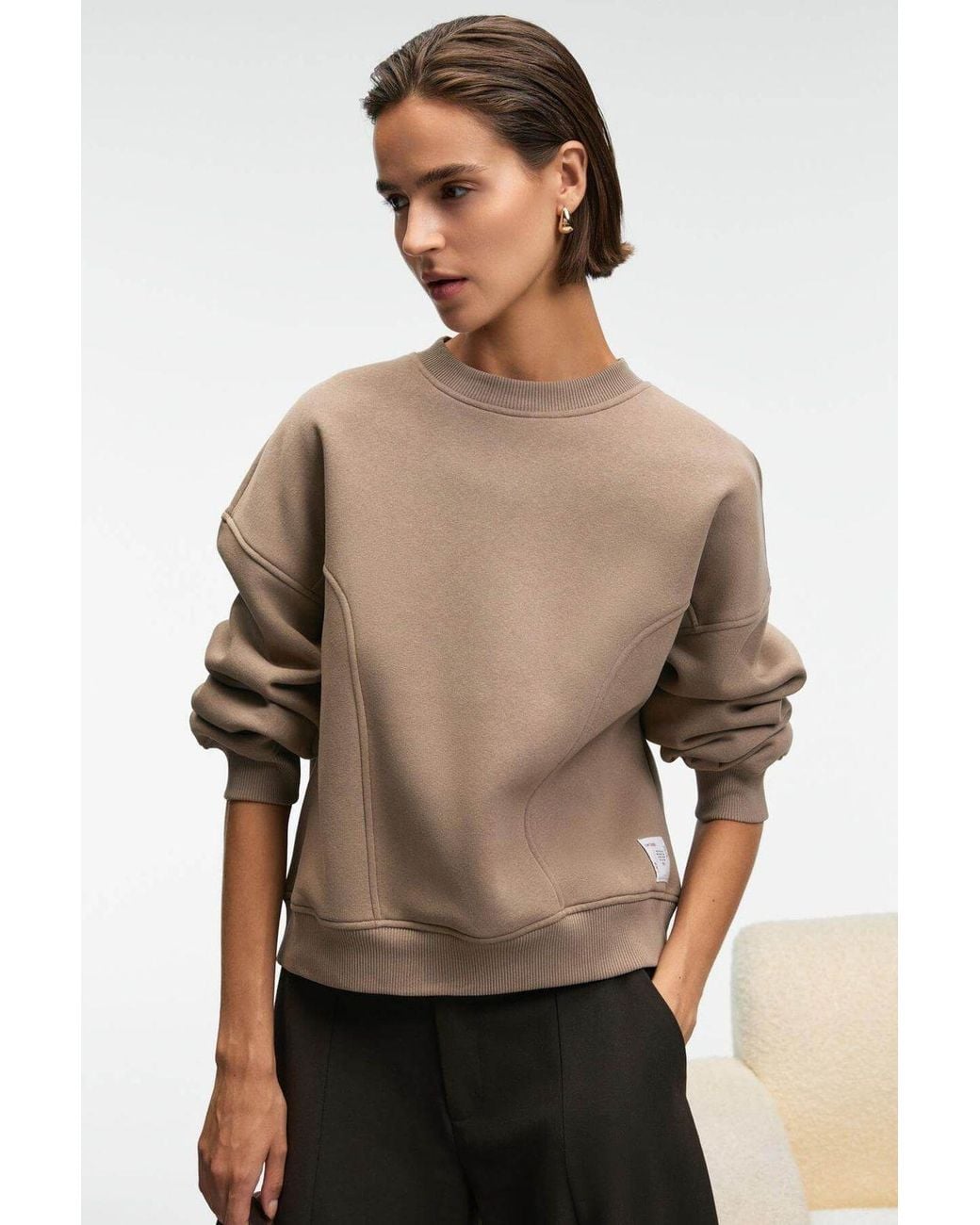 Grimelange Natural Oversized Crew Neck Sweatshirt