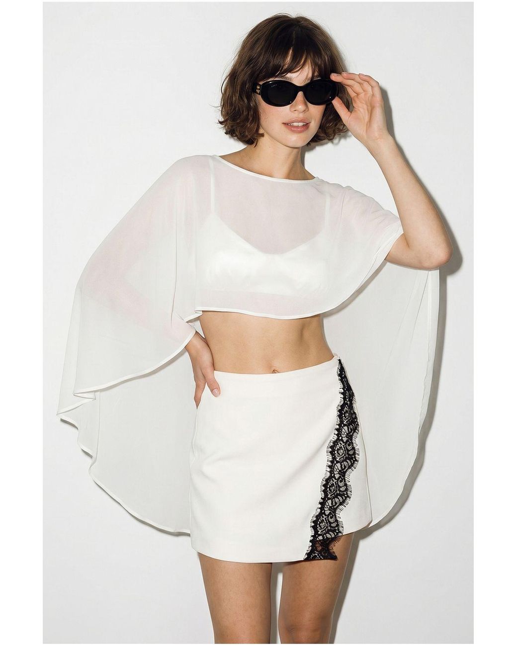 Bianco Lucci White Elastane Blouse