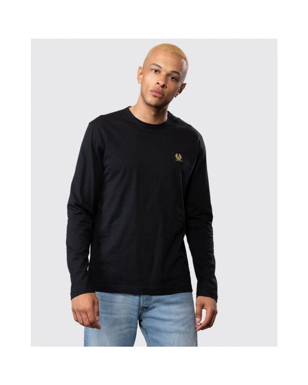 Belstaff Black Long Sleeved Logo Patch T-Shirt for men