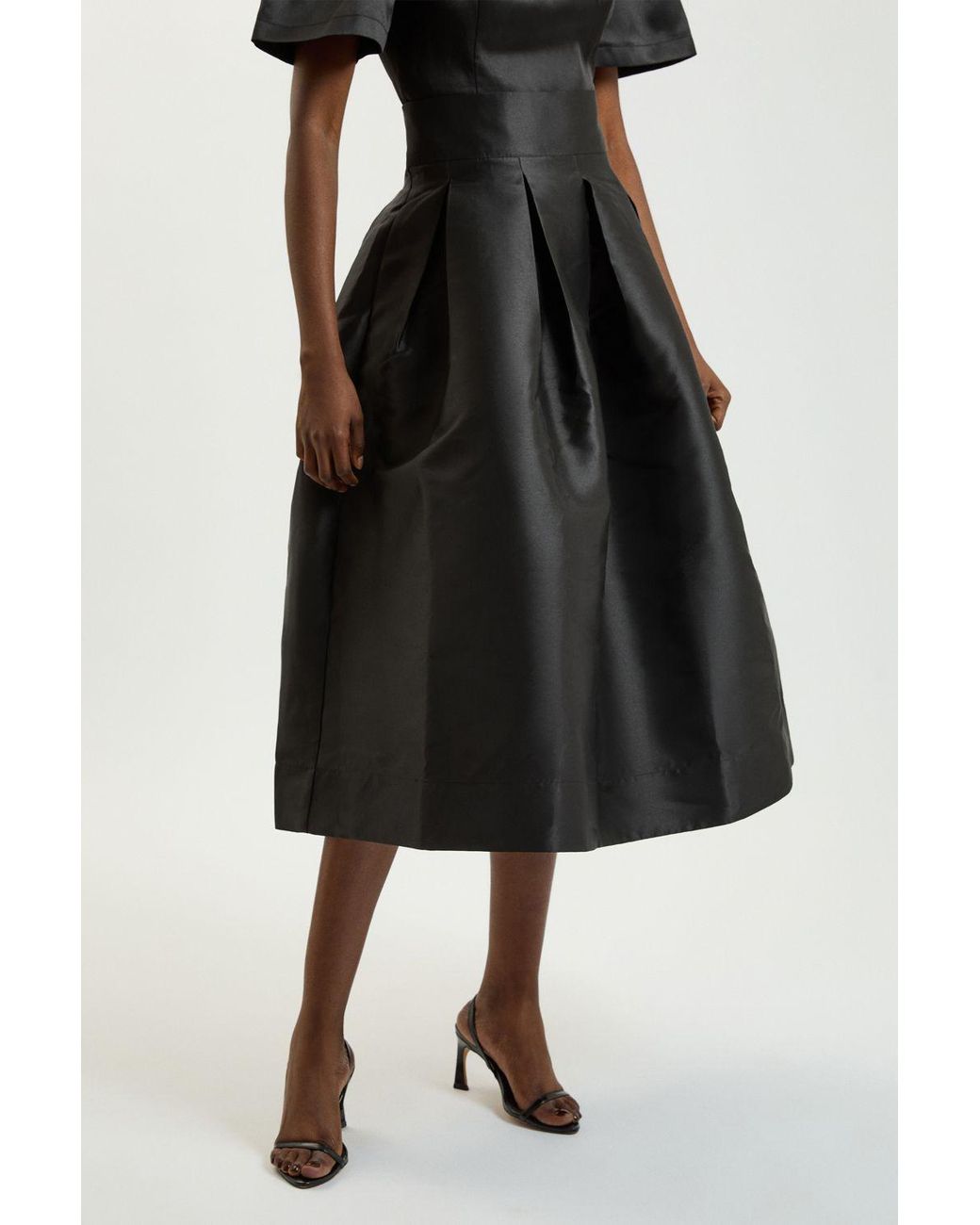 Karen Millen Black Petite Twill Woven Prom Maxi Skirt