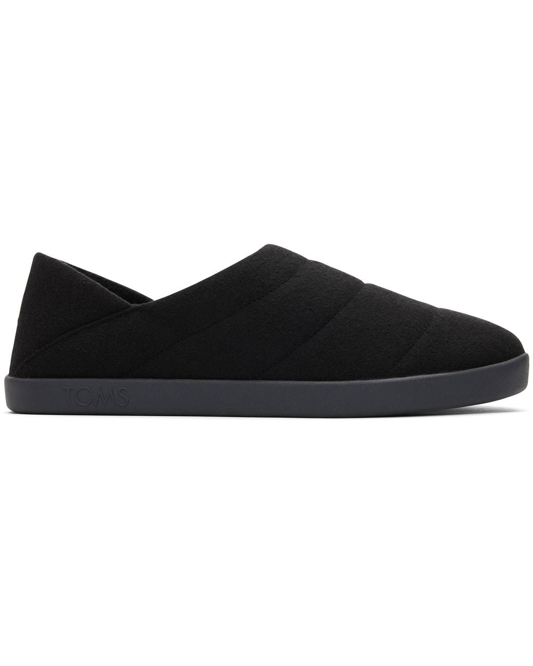TOMS Black Ezra Cotton Felt Fleece Slippers for men