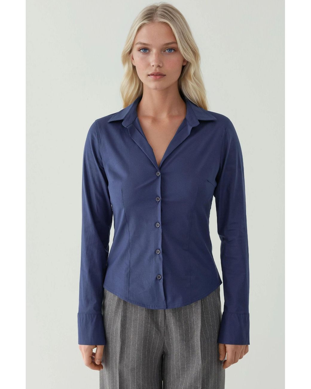 Hiccup Blue Elegant Long Sleeve Button-Up Shirt