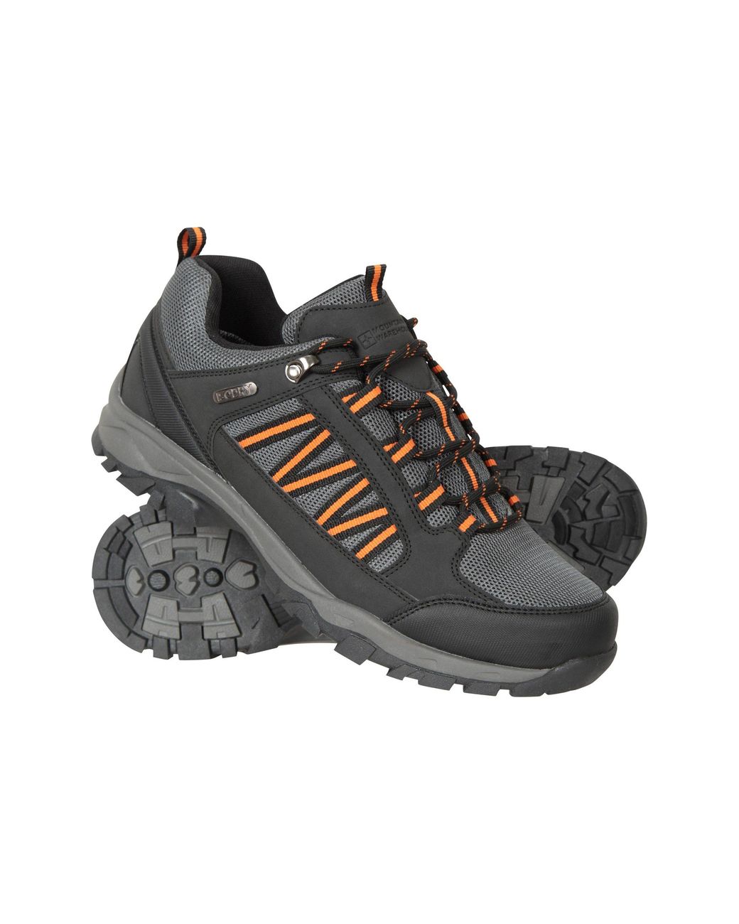 Mountain Warehouse Black 'Path' Walking Shoes Cushioned Footbed Mesh Lining Waterproof Comfy Trail Trekking Trainers for men