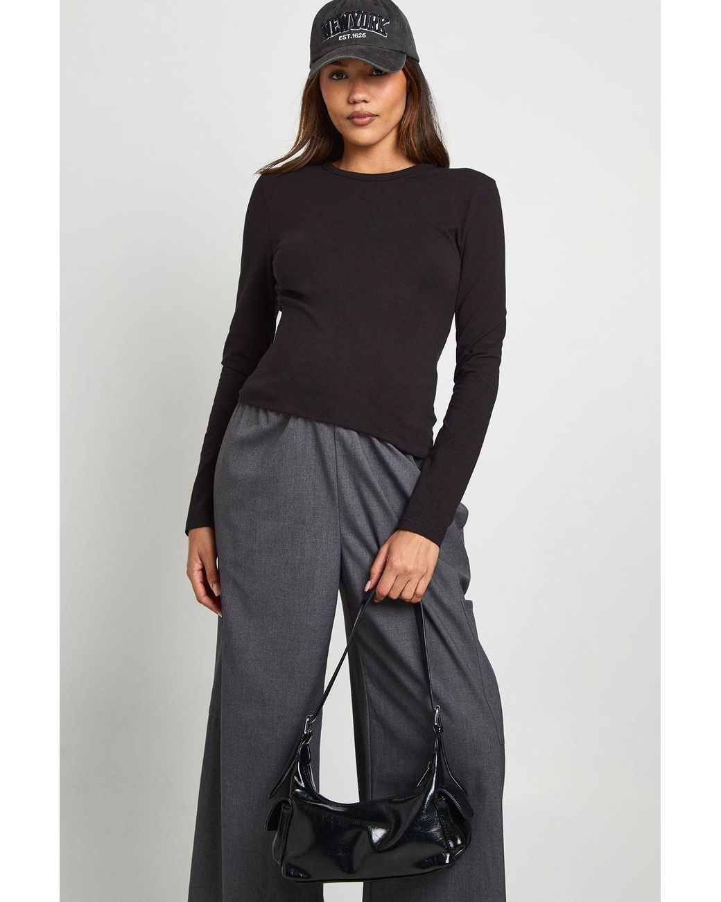 Boohoo Blue Maternity Long Sleeve Fitted Longline Top