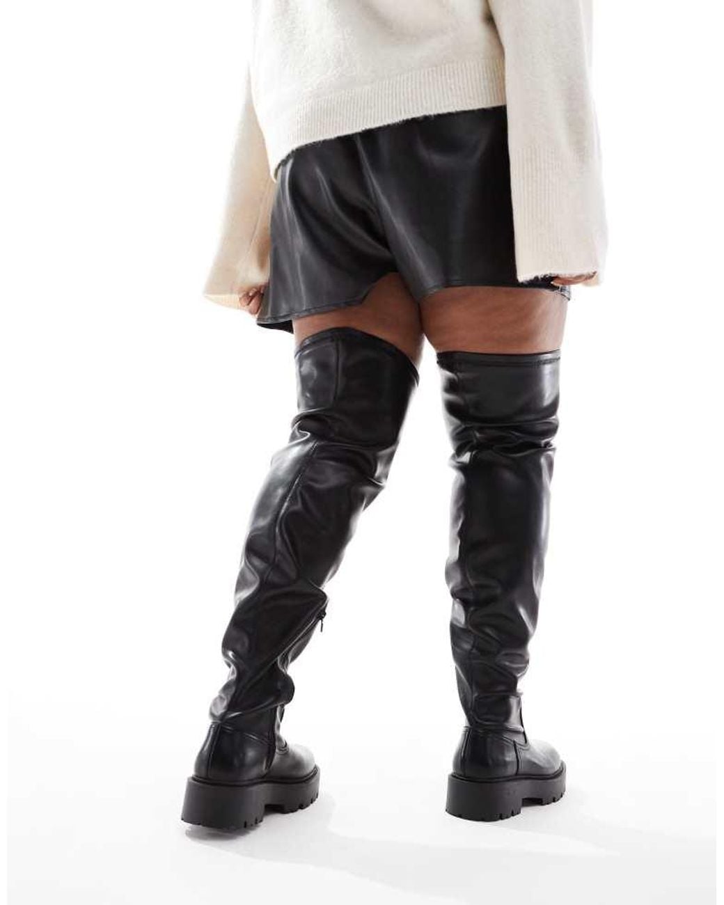 ASOS Black Curve Kristen Chunky Over The Knee Boot