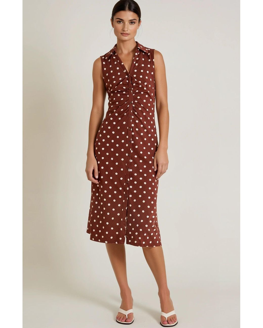 Monsoon Red 'Paris' Spot Dress Cotton