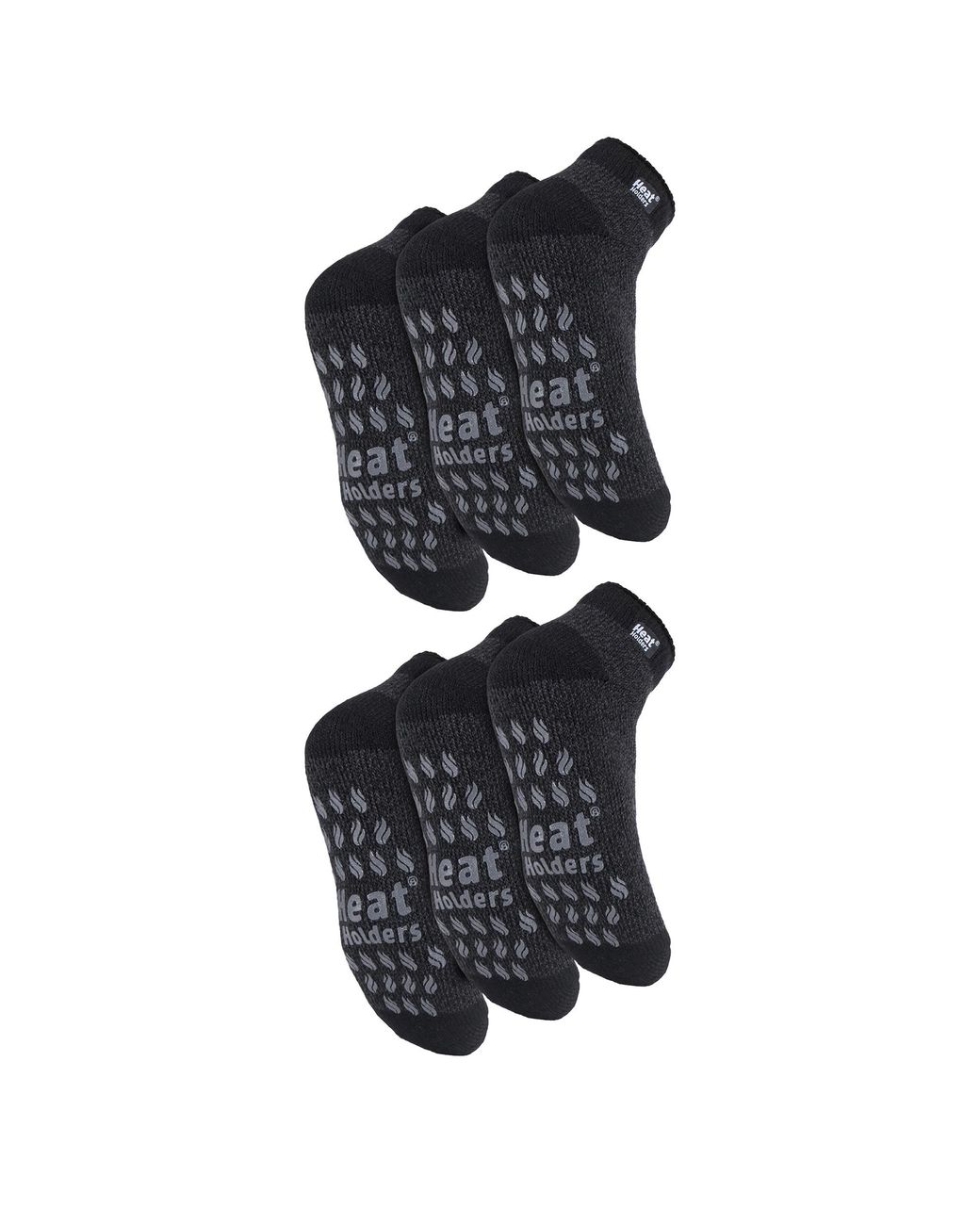 Heat Holders Black 6 Pairs 2.3 Tog Non Slip Low Cut Ankle Thermal Slipper Socks for men