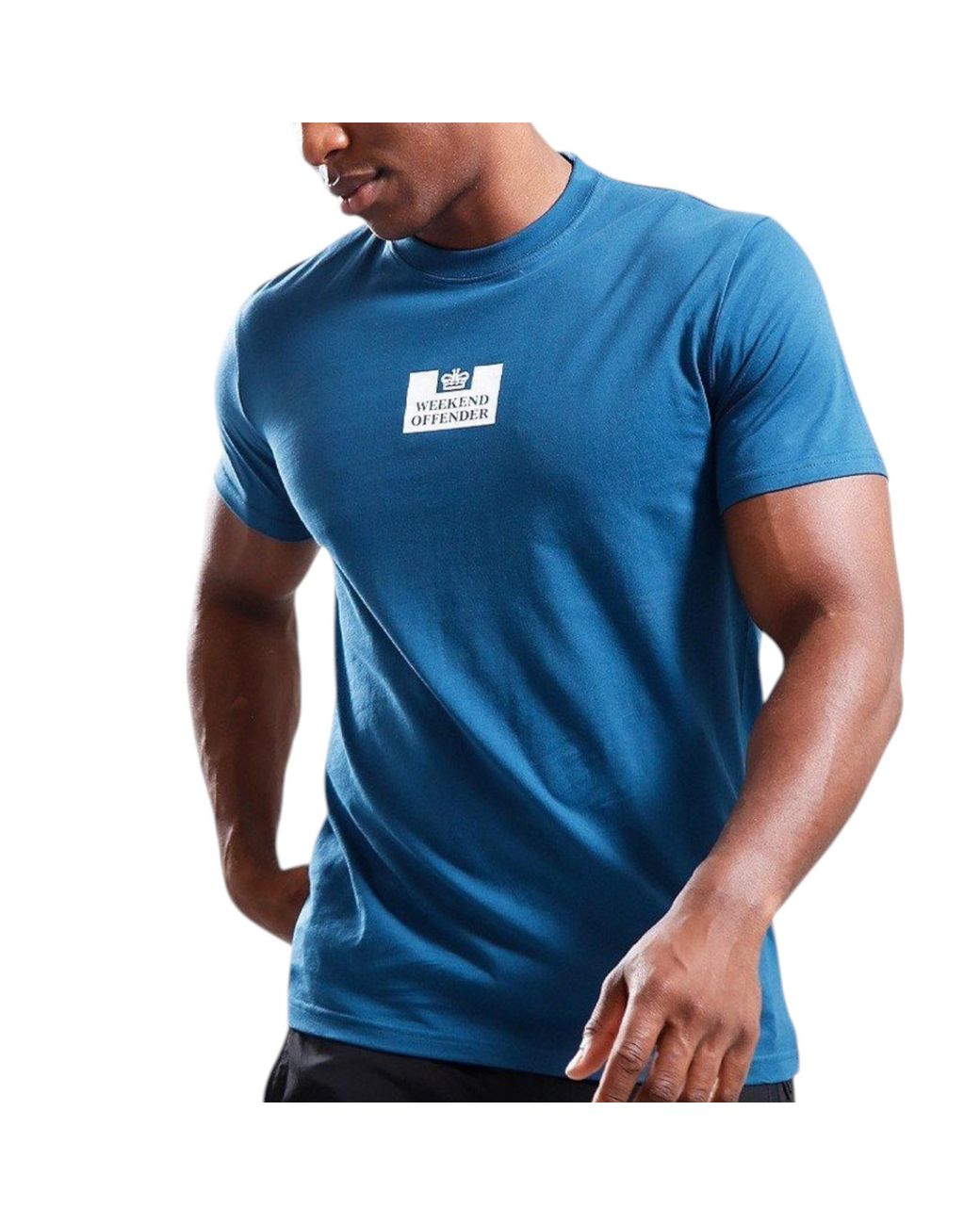 Weekend Offender Blue T Shirts Height Crew Neck Short Sleeve Cotton Summer New for men