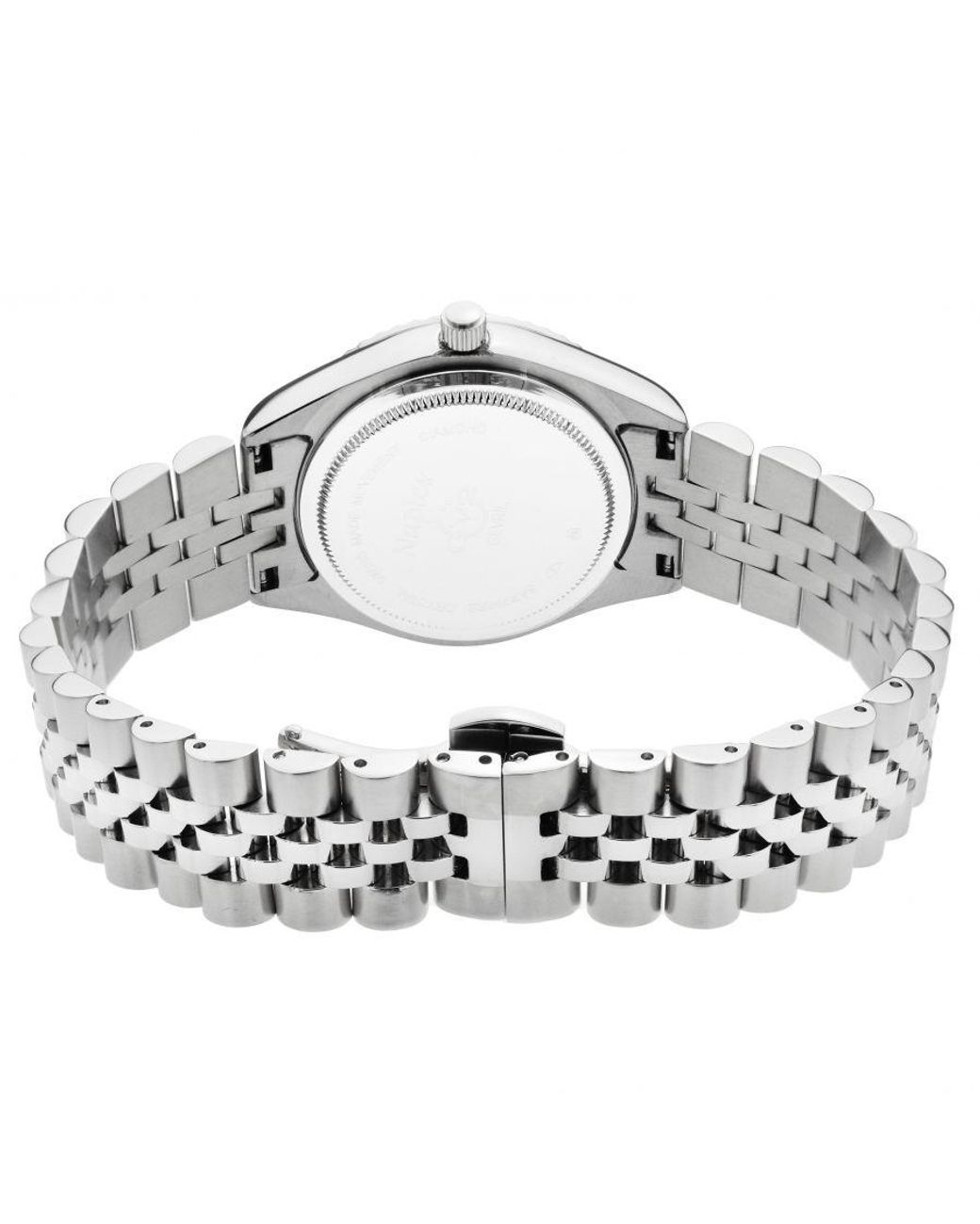 Gevril Metallic Naples 18 Diamond-Set Luxury Swiss Quartz Movement, Stainless Steel Bracelet, Sapphire Crystal, Fluted Bezel 34 Mm Watch
