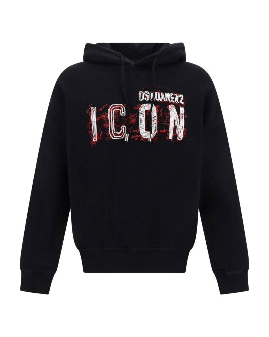 DSquared² Blue Icon Scribble Logo Cool Fit Hoodie Cotton for men