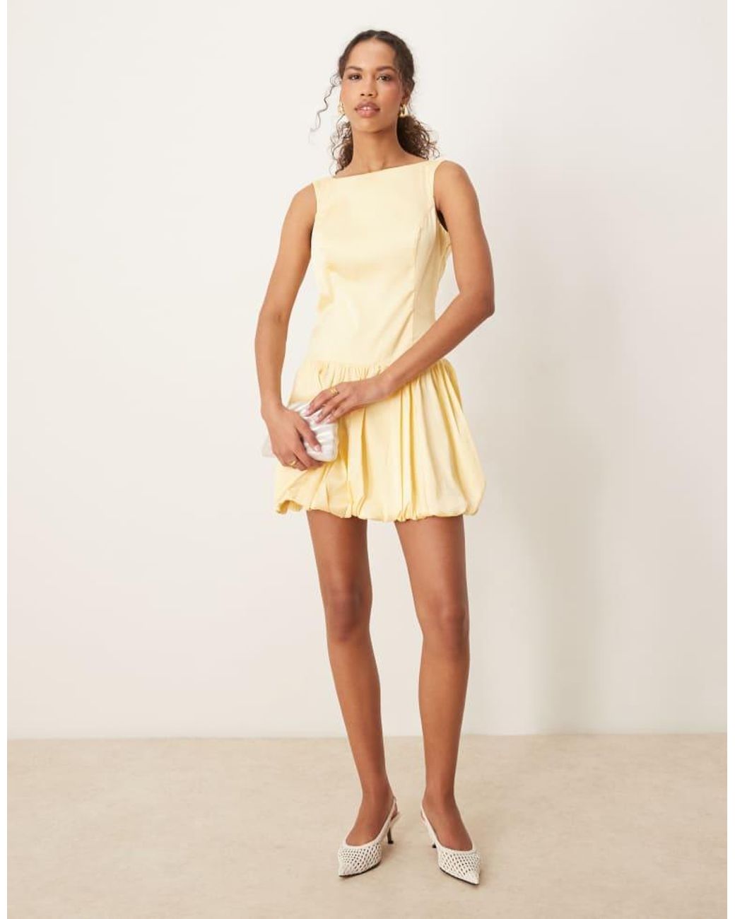 Abercrombie & Fitch Natural High Neck Sleeveless Bubble Skirt Open Back Mini Dress