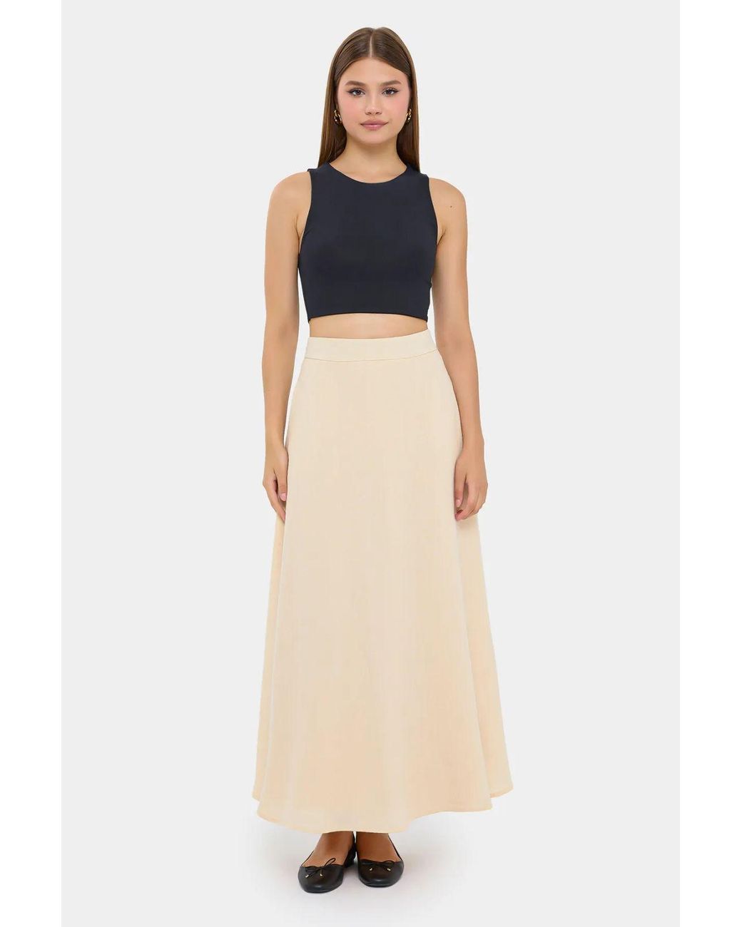 Hiccup White High-Waist Maxi Skirt With Zipper