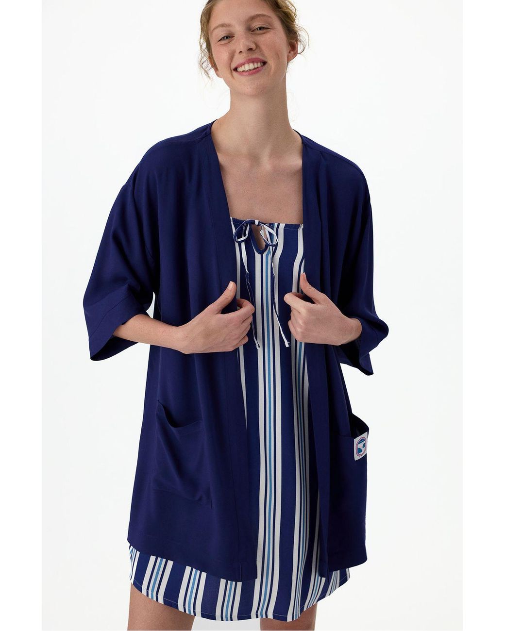 Penti Blue Vacation Robe With Sleeves