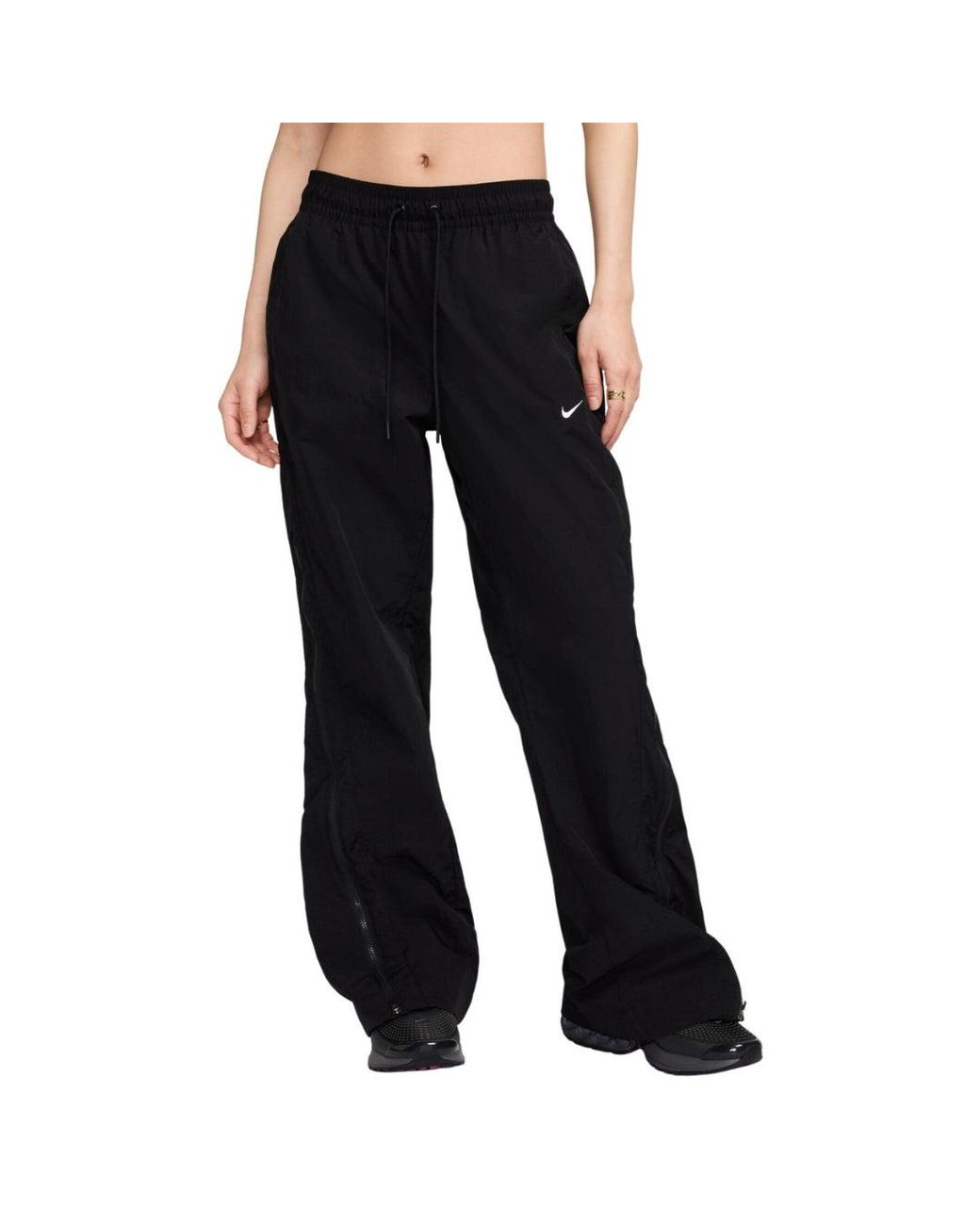 Nike Black Mid-Rise Repel Zip Track Pants Nylon